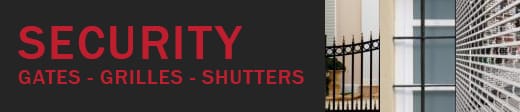 Security Gates, Grilles and Shutters Banner for Fortress Security 