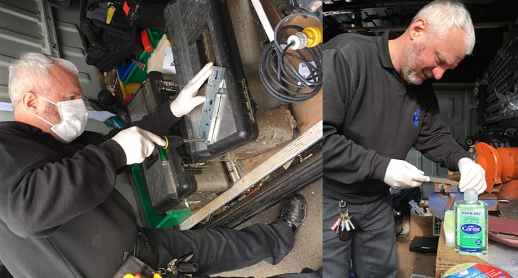 Locksmith Working during COVID-19 with Mask