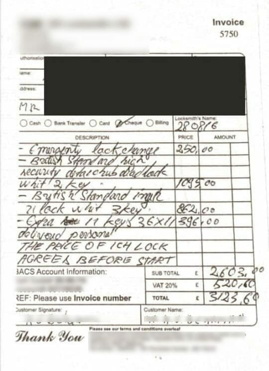Overcharging-locksmiths-3123-uk-pounds