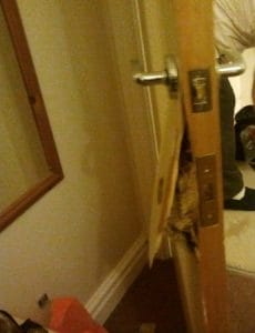 Rogue locksmith damaged door