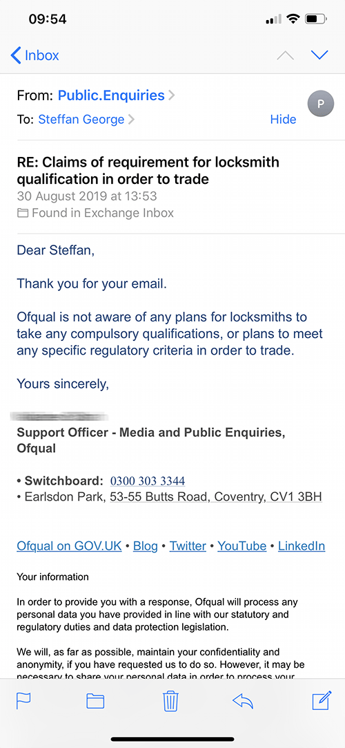 Locksmith-Qualication-Reply-from-Ofqual